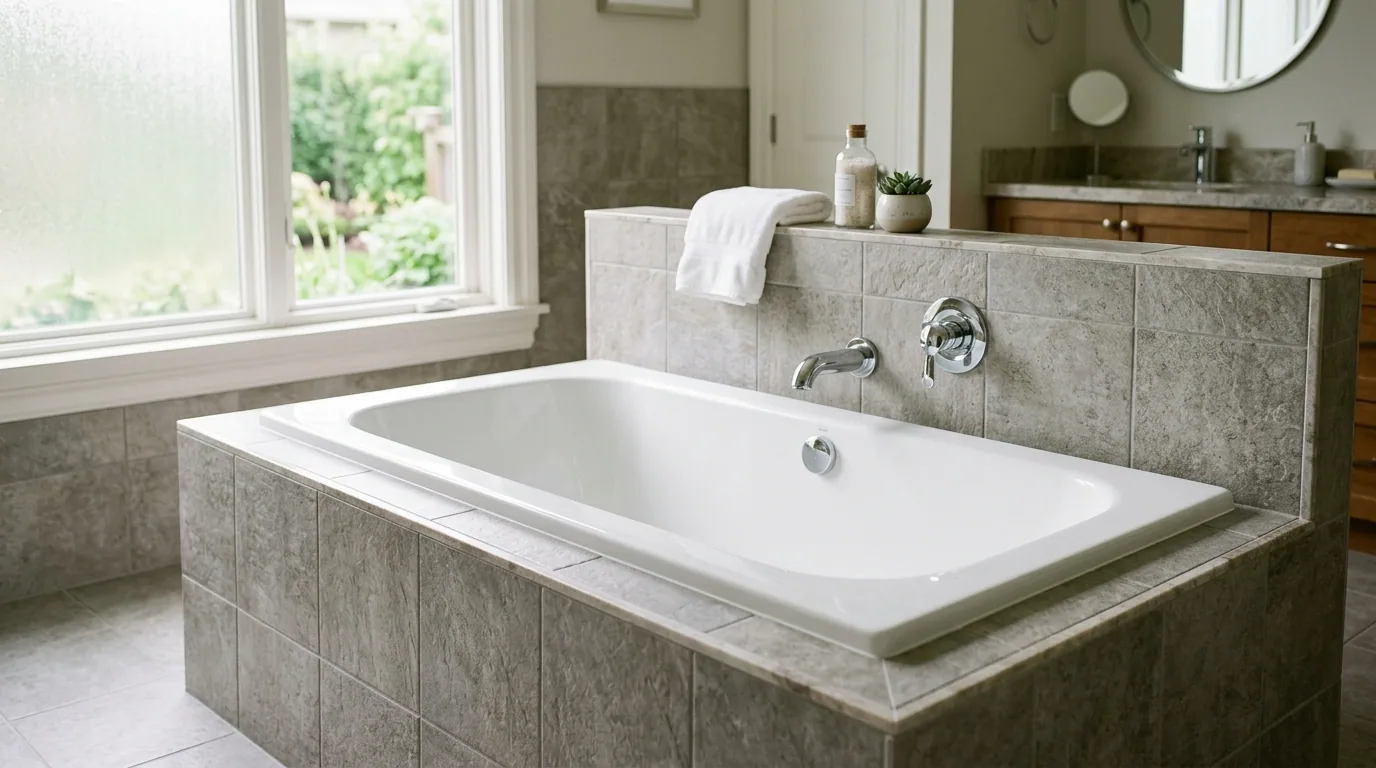 The finished result of professional tub resurfacing: the completed work looking clean, correct and — Rockford, IL