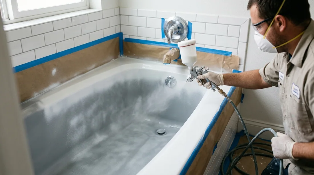 A bonding primer suited to the substrate goes down first, then multiple thin sprayed coats of — Rockford, IL