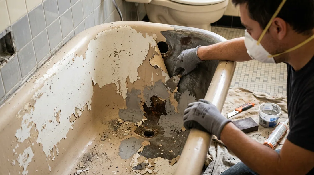 Any previous refinish coating has to come off completely — Rockford, IL